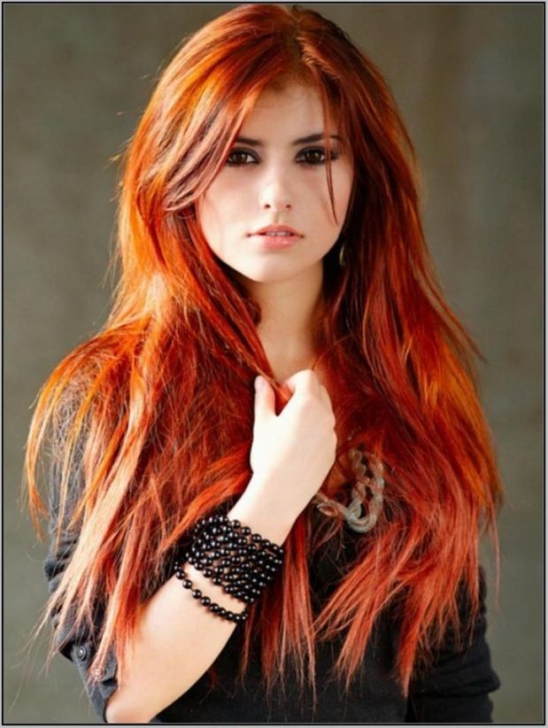 шатуш на рыжие волосы: длинные